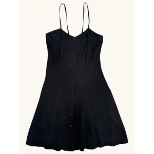 Maggie Lawrence Black Button Front Lace Up Mini Dress NWT Size 8 Vintage Style